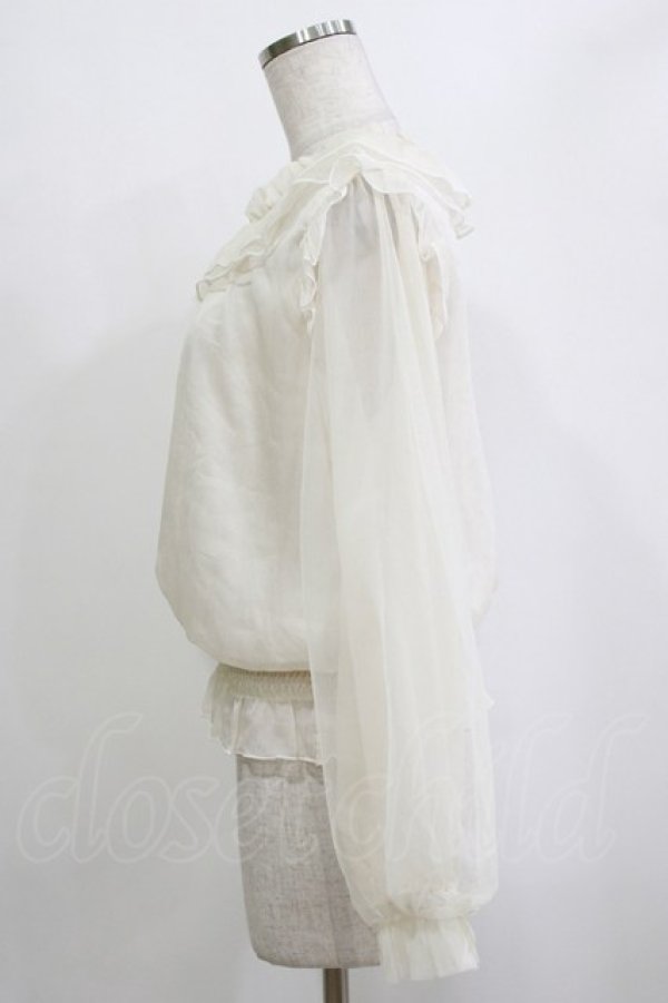 画像2: axes femme POETIQUE / 巻き薔薇シフォンブラウス M オフ H-26-02-21-061-AX-BL-NS-ZH (2)