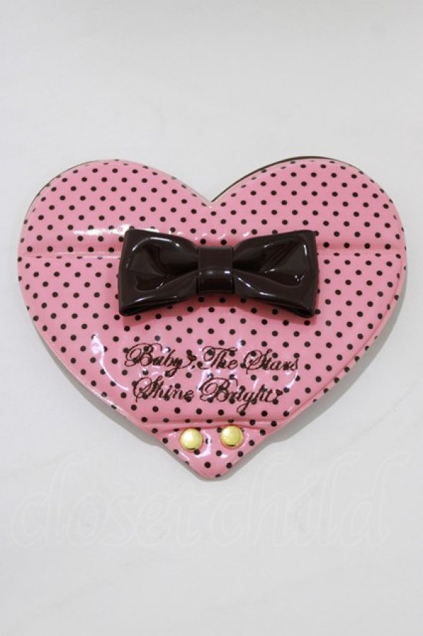 画像1: BABY,THE STARS SHINE BRIGHT / ドットリボンデコレーションハートミラー  ピンク H-26-02-21-068-BA-ZA-NS-ZH (1)