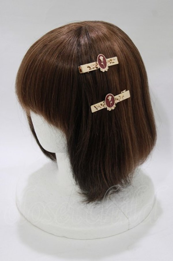 画像1: m petit by misako / AMフラワー2Pクリップ  レッド H-26-02-21-075-LO-AC-NS-ZH (1)