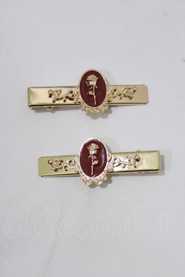 画像2: m petit by misako / AMフラワー2Pクリップ  レッド H-26-02-21-075-LO-AC-NS-ZH (2)