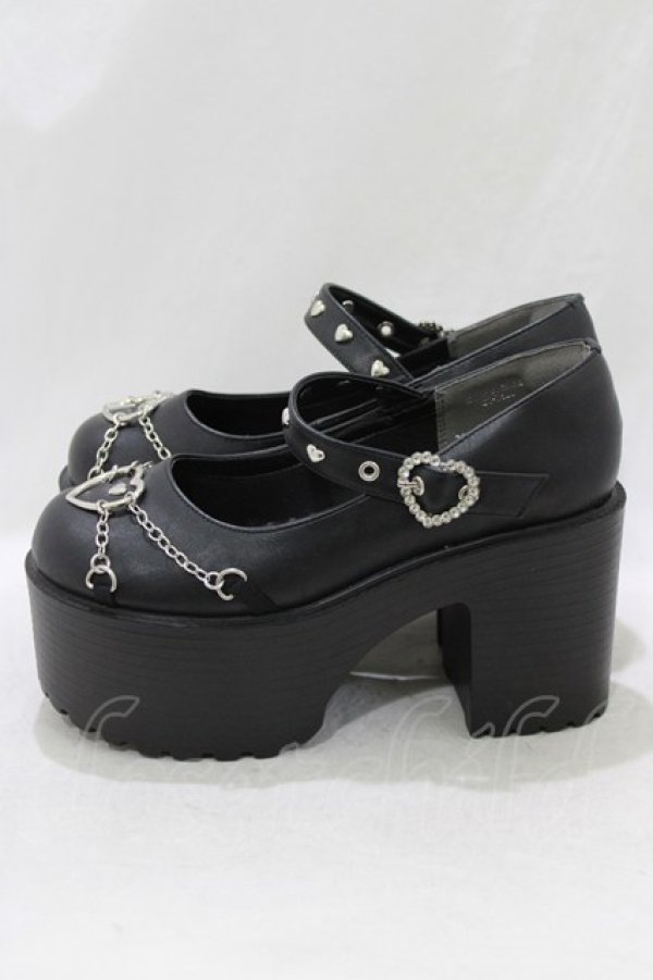 画像2: majoretty / エナメル厚底シューズ L ブラック H-26-02-21-083-GO-SH-NS-ZH (2)