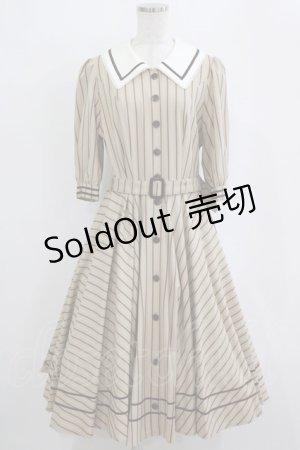 画像: Innocent World / 英国調ストライプワンピース L カフェオレ×ショコラ/Cafe au lait×Chocolat H-26-02-21-013-IW-OP-NS-ZH