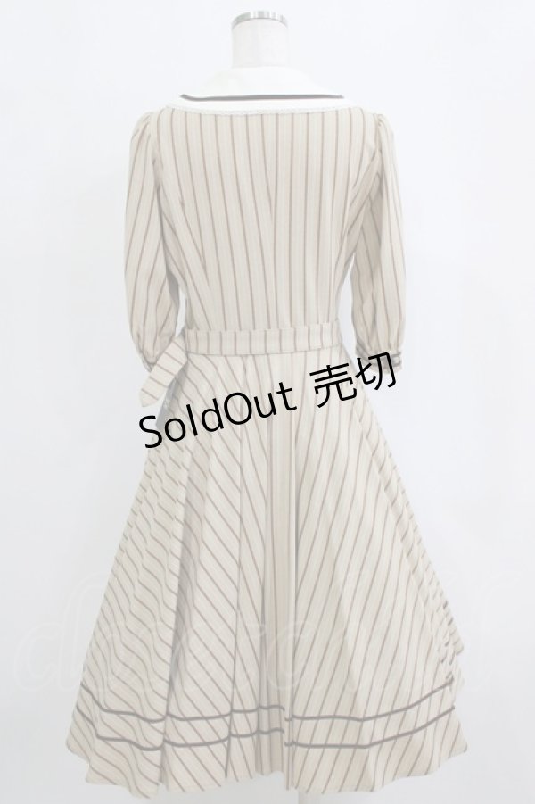 画像3: Innocent World / 英国調ストライプワンピース L カフェオレ×ショコラ/Cafe au lait×Chocolat H-26-02-21-013-IW-OP-NS-ZH (3)