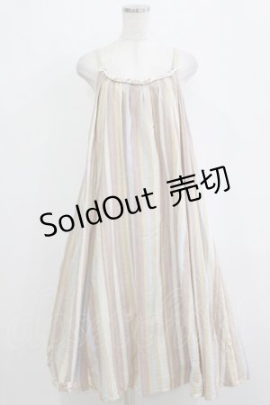 画像: axes femme / マルチストライプキャミワンピース M ベージュ H-26-02-21-019-AX-OP-NS-ZH