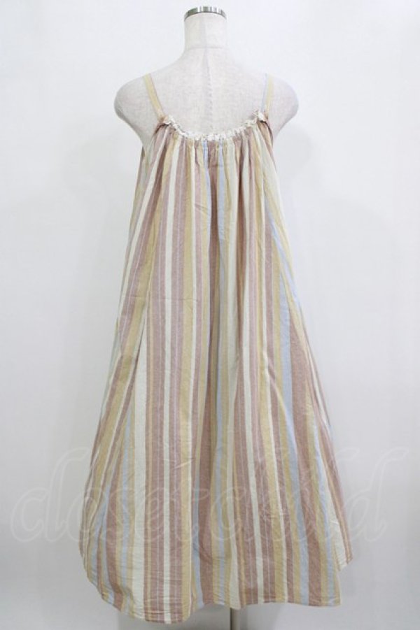 画像3: axes femme / マルチストライプキャミワンピース M ベージュ H-26-02-21-019-AX-OP-NS-ZH (3)