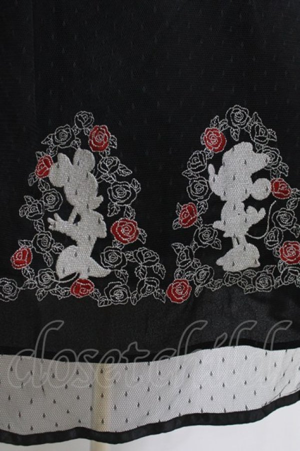 画像4: axes femme / ディズニー/ミニー刺繍スカート M ブラック H-26-02-21-020-AX-SK-NS-ZH (4)