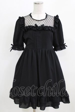 画像: DearMyLove / ドットチュールヨークフリルワンピース M ブラック H-26-02-22-022-EL-OP-NS-ZH