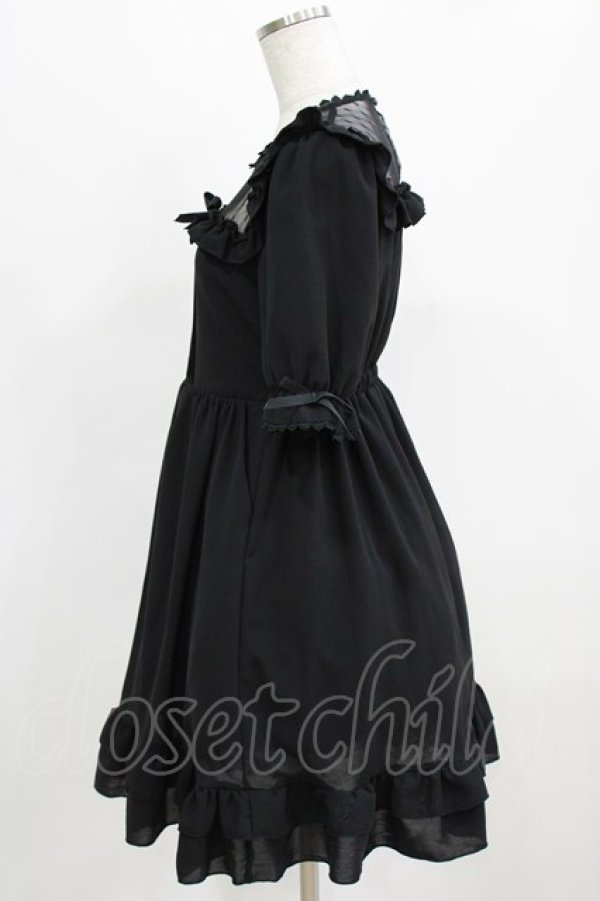 画像2: DearMyLove / ドットチュールヨークフリルワンピース M ブラック H-26-02-22-022-EL-OP-NS-ZH (2)