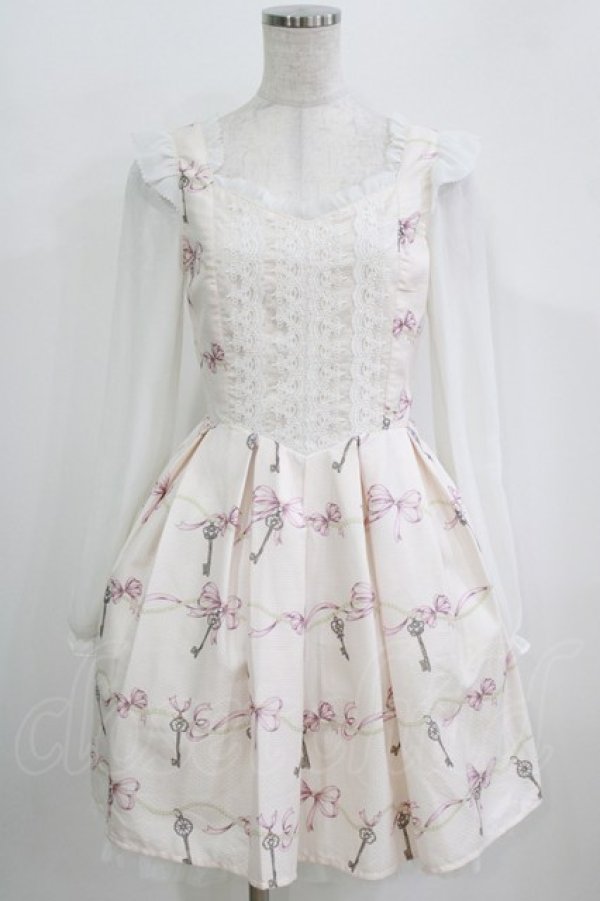 画像1: Secret Honey / リボンプリントワンピース Free ピンク H-26-02-22-023-CA-OP-NS-ZH (1)