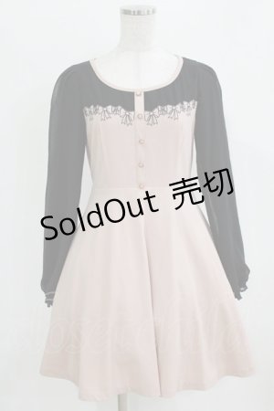 画像: LODISPOTTO / リボン刺繍ワンピース M ピンク/ブラック H-26-02-22-024-LO-SK-NS-ZH