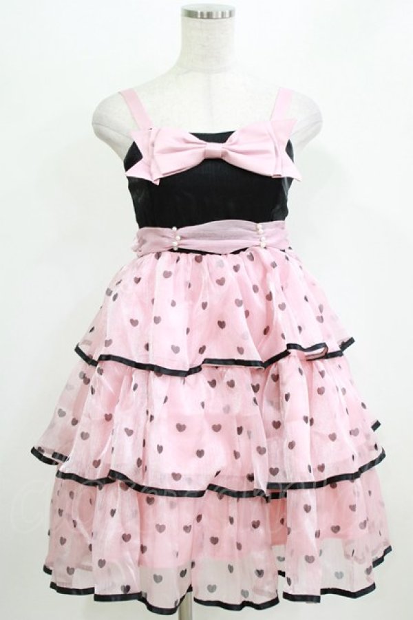 画像1: BIG GOOSE（海外ロリータブランド） / ドットジャンパースカート Free ピンク H-26-02-22-033-LO-OP-NS-ZH (1)