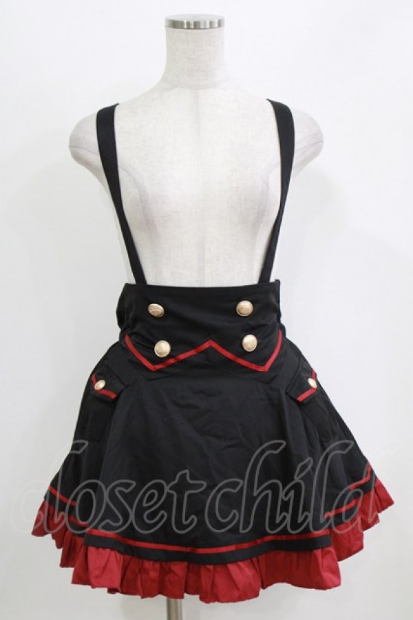 画像1: PuppetBombs / サスペンダースカート S ブラック H-26-02-22-035-PU-SK-NS-ZH (1)