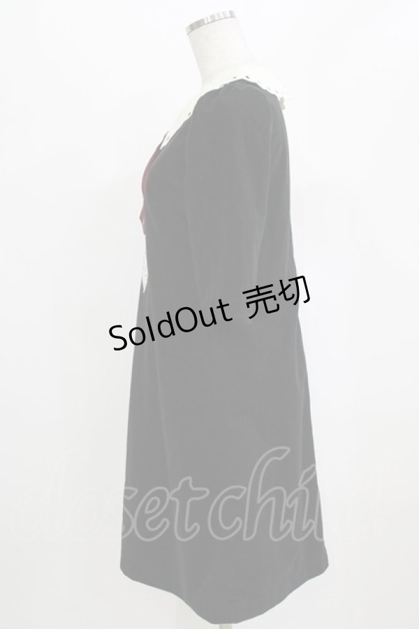 画像2: Secret Honey / ネクタイ付きワンピース Free ブラック H-26-02-22-036-CA-OP-NS-ZH (2)