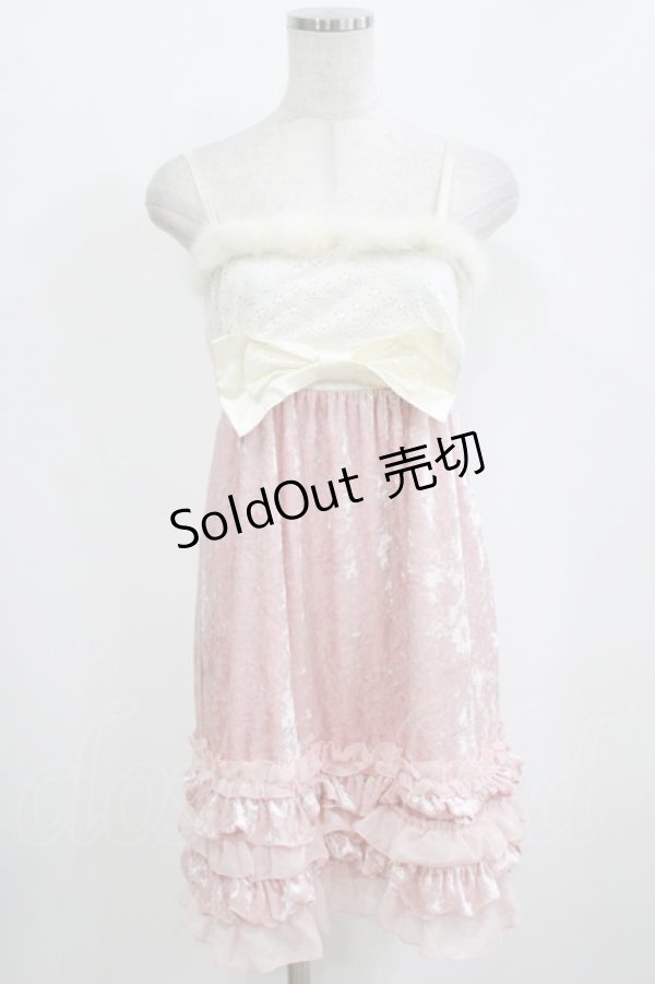 画像1: LIZ LISA / ベロア切替ワンピース Free ピンク H-26-02-22-038-LO-OP-NS-ZH (1)