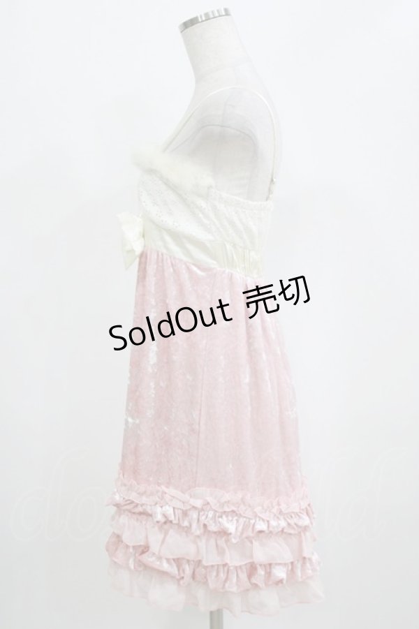 画像2: LIZ LISA / ベロア切替ワンピース Free ピンク H-26-02-22-038-LO-OP-NS-ZH (2)