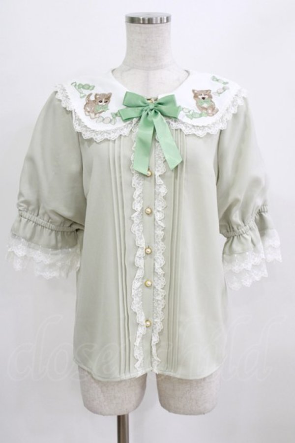 画像1: Amavel / Bonbon Ribbon Chaton ブラウス Free グリーン H-26-02-22-045-CA-BL-NS-ZH (1)