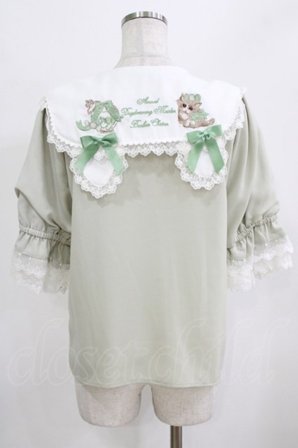 画像3: Amavel / Bonbon Ribbon Chaton ブラウス Free グリーン H-26-02-22-045-CA-BL-NS-ZH (3)