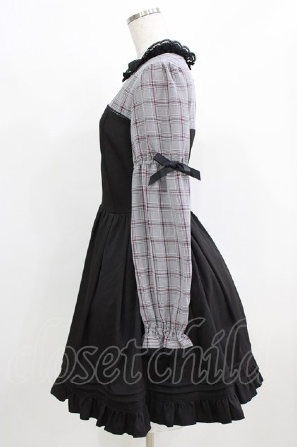 画像2: Secret Honey / チェック切替ワンピース Free グレー/ブラック H-26-02-22-004-CA-OP-NS-ZH (2)