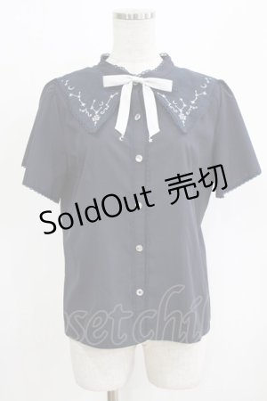 画像: axes femme POETIQUE / シエルエトワール刺繍襟ブラウス M ネイビー H-26-02-22-048-AX-BL-NS-ZH