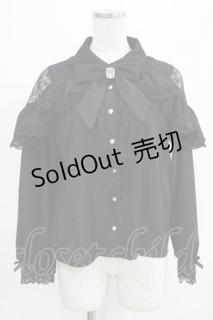 画像: NOEMIE / レースラッフルオープンショルダーブラウス M ブラック H-26-02-22-050-LO-BL-NS-ZH