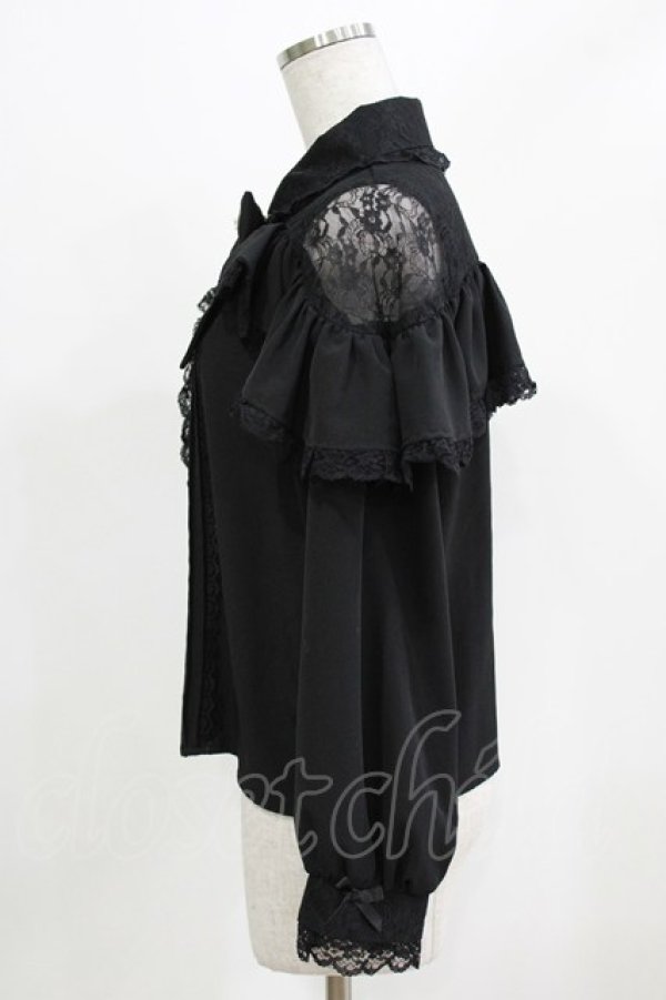 画像2: NOEMIE / レースラッフルオープンショルダーブラウス M ブラック H-26-02-22-050-LO-BL-NS-ZH (2)