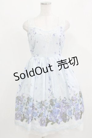 画像: axes femme / 転写風パネル花柄ワンピース M サックス H-26-02-22-005-AX-OP-NS-ZH