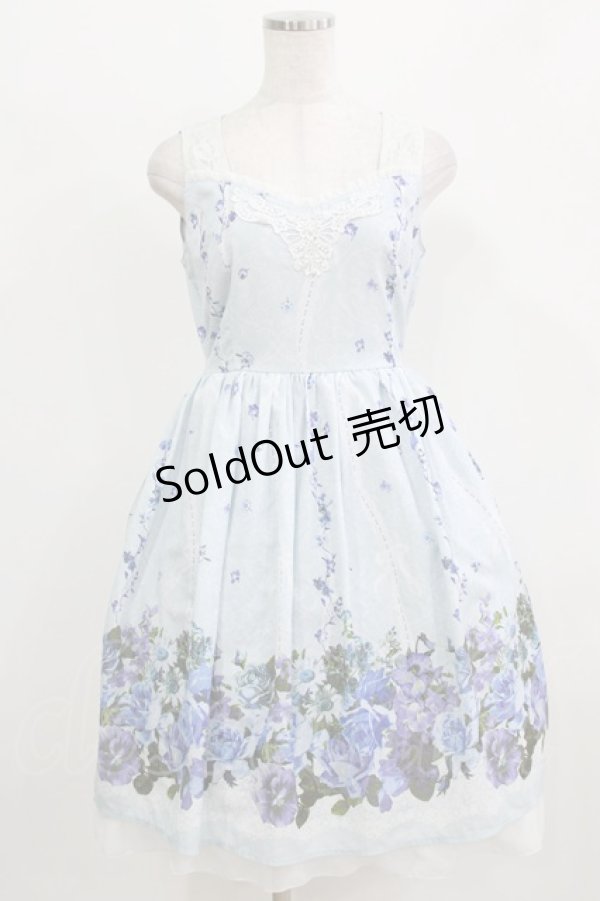 画像1: axes femme / 転写風パネル花柄ワンピース M サックス H-26-02-22-005-AX-OP-NS-ZH (1)