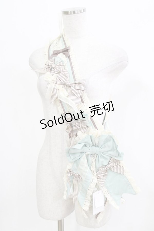 画像1: Hoshibako Works / シャンティクリーム・パティスリー リボンエシャルプ 全長144cm/幅11cm ミント H-26-02-22-073-LO-ZA-NS-ZH (1)