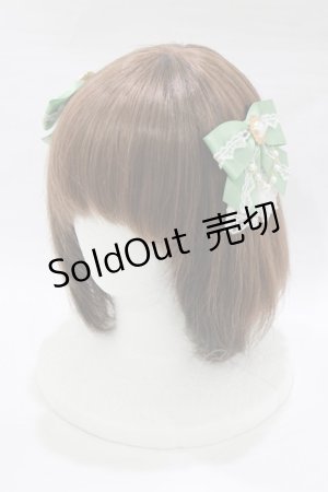 画像: Amavel / Bonbon Ribbon Chaton ダブルリボンクリップ  グリーン H-26-02-22-075-CA-AC-NS-ZH