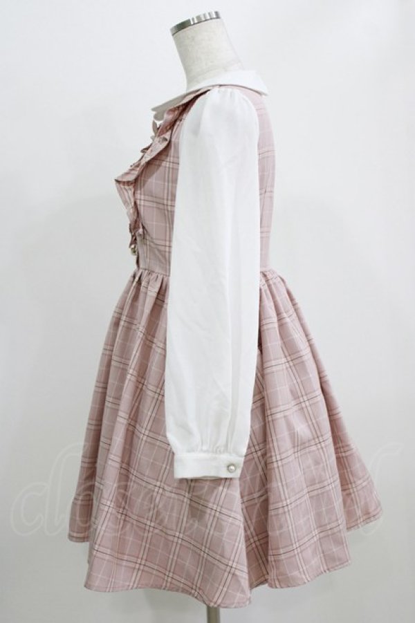 画像2: Ank Rouge / フロントリボンチェックワンピース M ピンク H-26-02-22-017-CA-OP-NS-ZH (2)