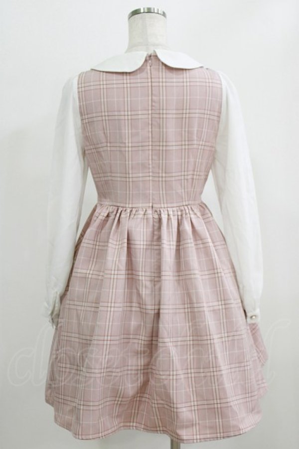 画像3: Ank Rouge / フロントリボンチェックワンピース M ピンク H-26-02-22-017-CA-OP-NS-ZH (3)