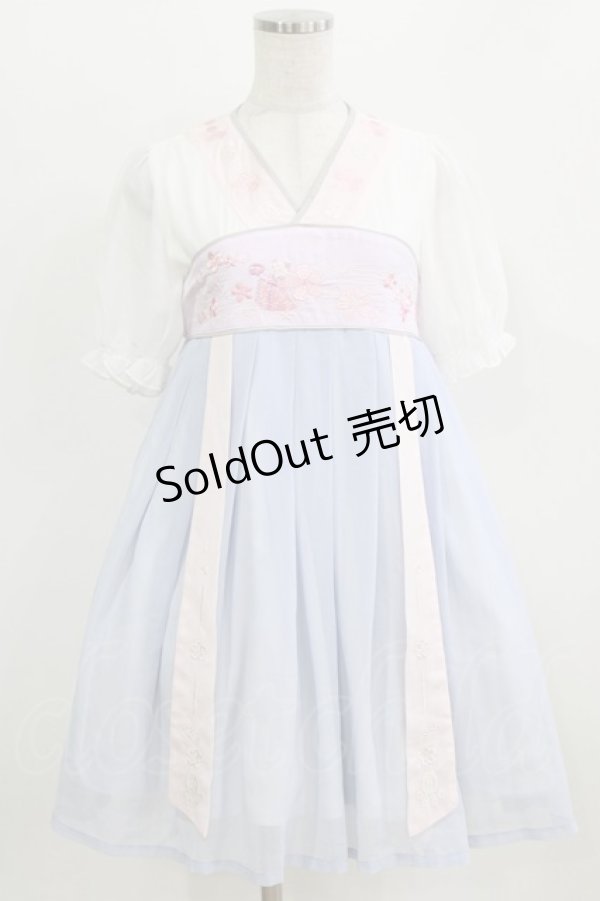 画像1: To Alice / 桜刺繍ワンピース S オフ/サックス H-26-02-22-019-LO-OP-NS-ZH (1)