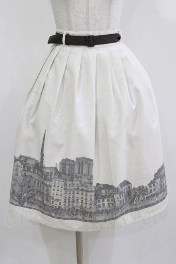 画像1: Fi.n.t / パリの街並みプリントタックスカート Free IVORY H-26-02-23-024-CA-SK-NS-ZH (1)