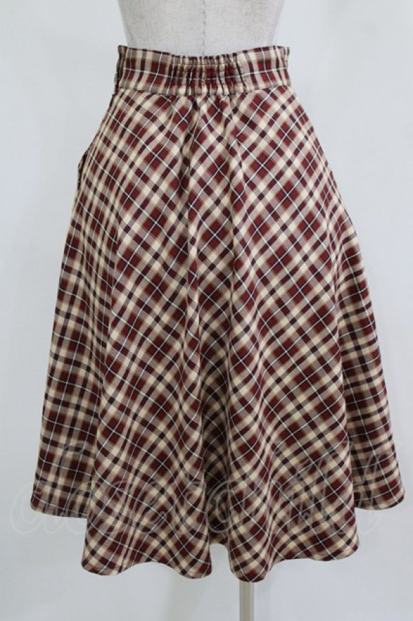 画像3: F&A / コインチェーン使いバイアスチェックフレアースカート Free BORDEAUX×BEIGE H-26-02-23-025-LO-SK-NS-ZH (3)