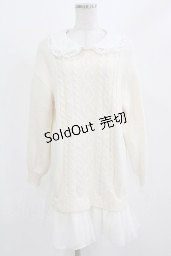 画像1: Secret Honey / レース襟ニットワンピース Free オフ H-26-02-23-030-CA-OP-NS-ZH (1)