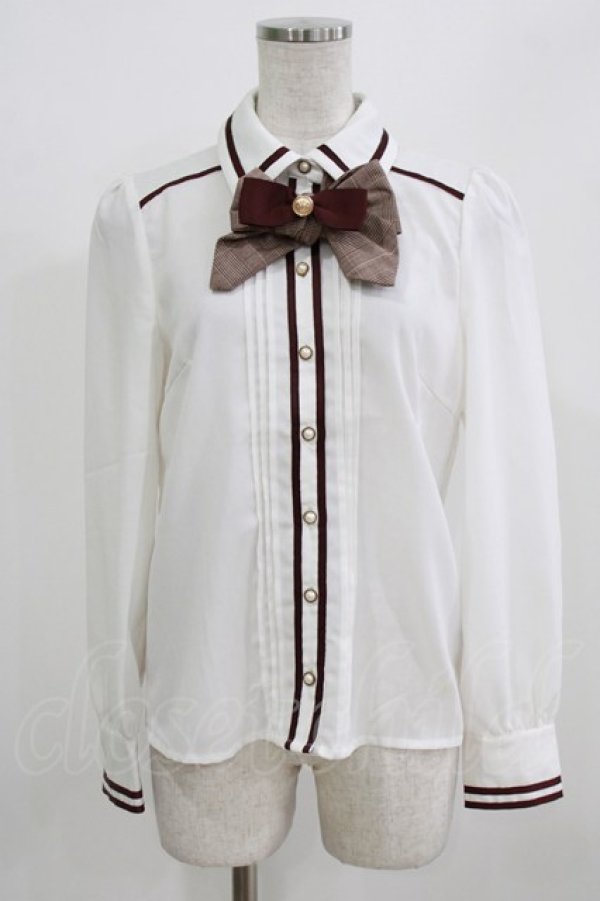 画像1: Amavel / 迷宮探偵のネクタイリボンブラウス Free オフ/ブラウン H-26-02-23-042-CA-BL-NS-ZH (1)