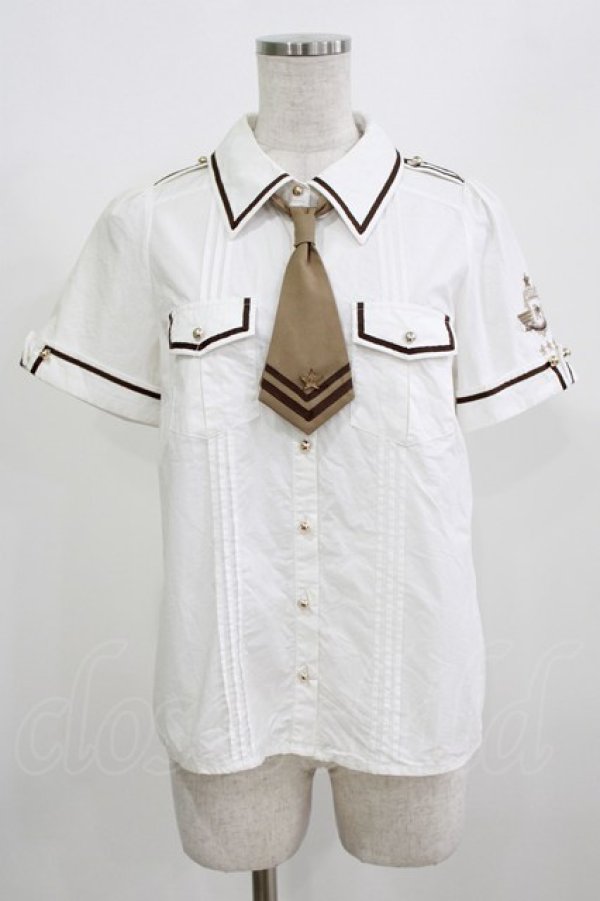 画像1: Amavel / 大佐勲章ミリタリーネクタイシャツ Free オフ/ベージュ H-26-02-23-043-CA-BL-NS-ZH (1)