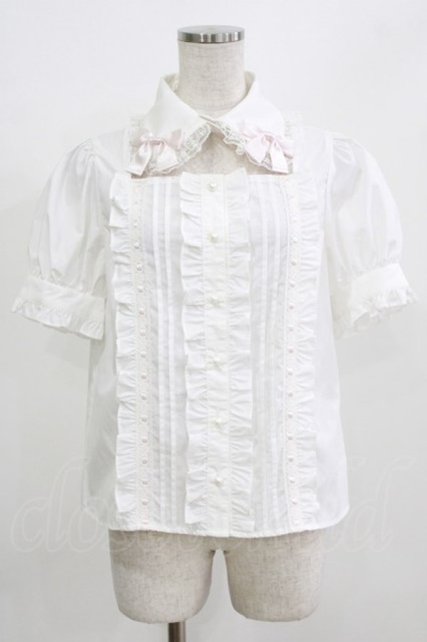 画像1: Ank Rouge / リボン丸衿フリルブラウス M オフ/ピンク H-26-02-23-047-CA-BL-NS-ZH (1)