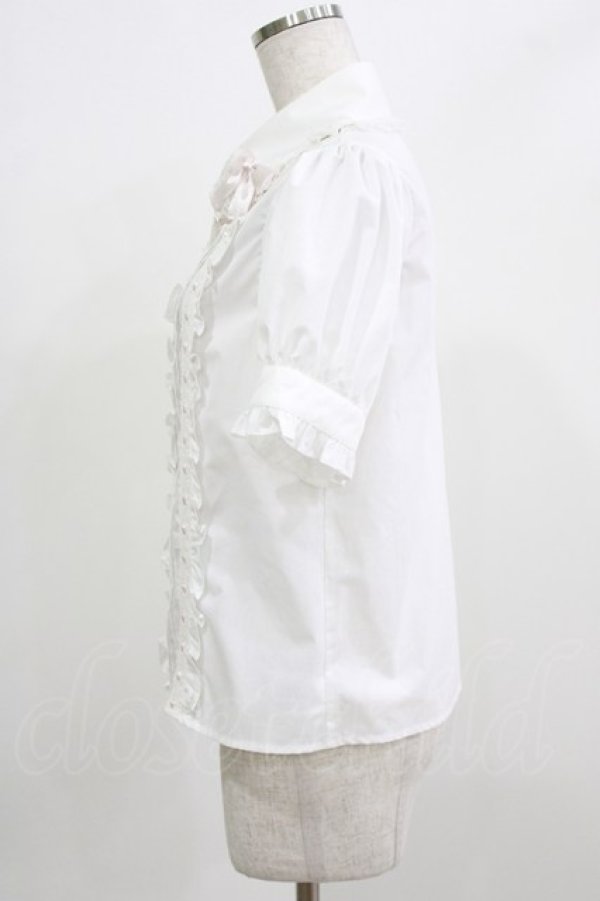 画像2: Ank Rouge / リボン丸衿フリルブラウス M オフ/ピンク H-26-02-23-047-CA-BL-NS-ZH (2)