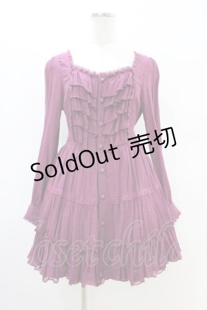 画像: ALGONQUINS / フロントボタンフリルワンピース F ワイン H-26-02-23-1045-AL-OP-AK-ZH