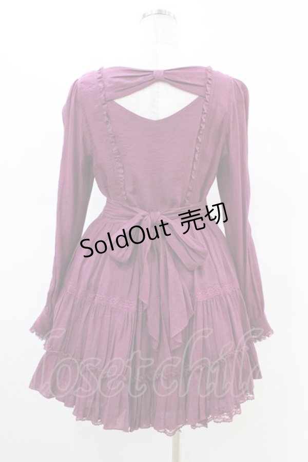 画像2: ALGONQUINS / フロントボタンフリルワンピース F ワイン H-26-02-23-1045-AL-OP-AK-ZH (2)