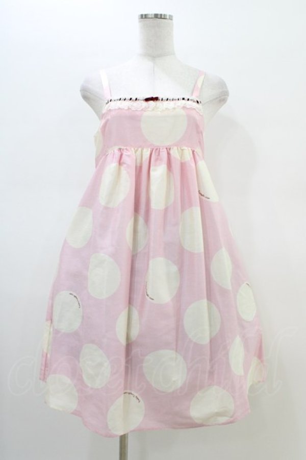 画像1: Emily Temple cute / BIGドットキャミソールワンピース  ピンク H-26-02-23-1051-ET-OP-KB-ZH (1)