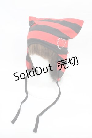画像: ACDC RAG / WING HEART ネコミミハット  ブラック×レッドボーダー H-26-02-23-1005-PU-AC-KB-ZH