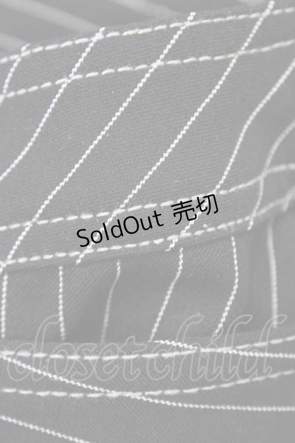 画像4: ALGONQUINS / ベルト付きストライプフリルスカート F 黒 H-26-02-23-1054-AL-SK-AK-ZH (4)