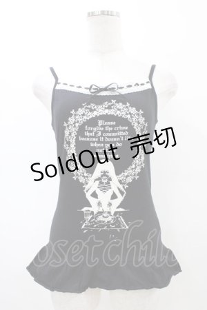 画像: PEACE NOW / プリントフリルキャミソール M 黒 H-26-02-23-1056-PU-TO-AK-ZH