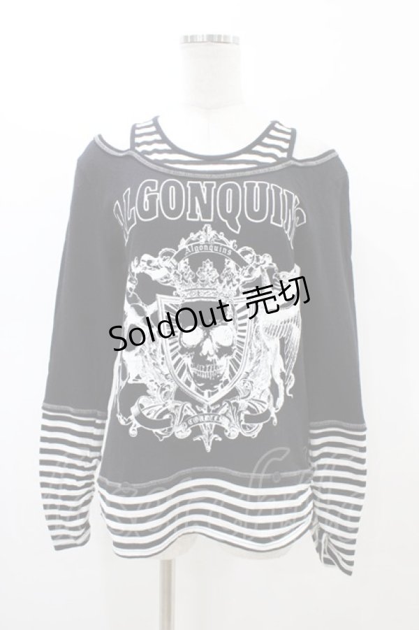 画像1: ALGONQUINS / レイヤード風プリントカットソー F 黒×白 H-26-02-23-1058-AL-TO-AK-ZH (1)