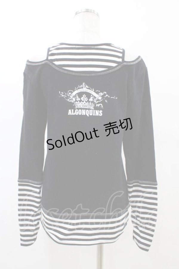 画像2: ALGONQUINS / レイヤード風プリントカットソー F 黒×白 H-26-02-23-1058-AL-TO-AK-ZH (2)