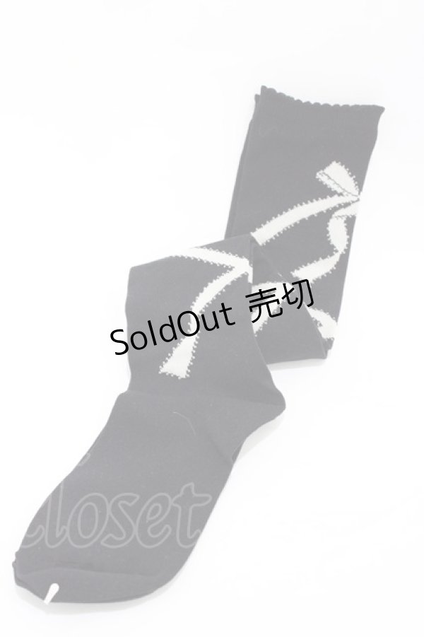 画像1: Emily Temple cute / レースアップリボンニーソックス  ブラック H-26-02-23-1012-ET-ZA-KB-ZH (1)