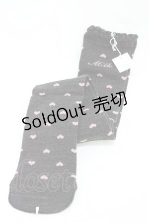 画像: MILK / リトルハートオーバーニー  ダークグレー×ピンクハート H-26-02-23-1015-ML-ZA-KB-ZH