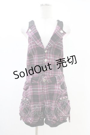 画像: ALGONQUINS / サロペットバルーンパンツ F ピンク×黒 H-26-02-23-1034-AL-PA-AK-ZH